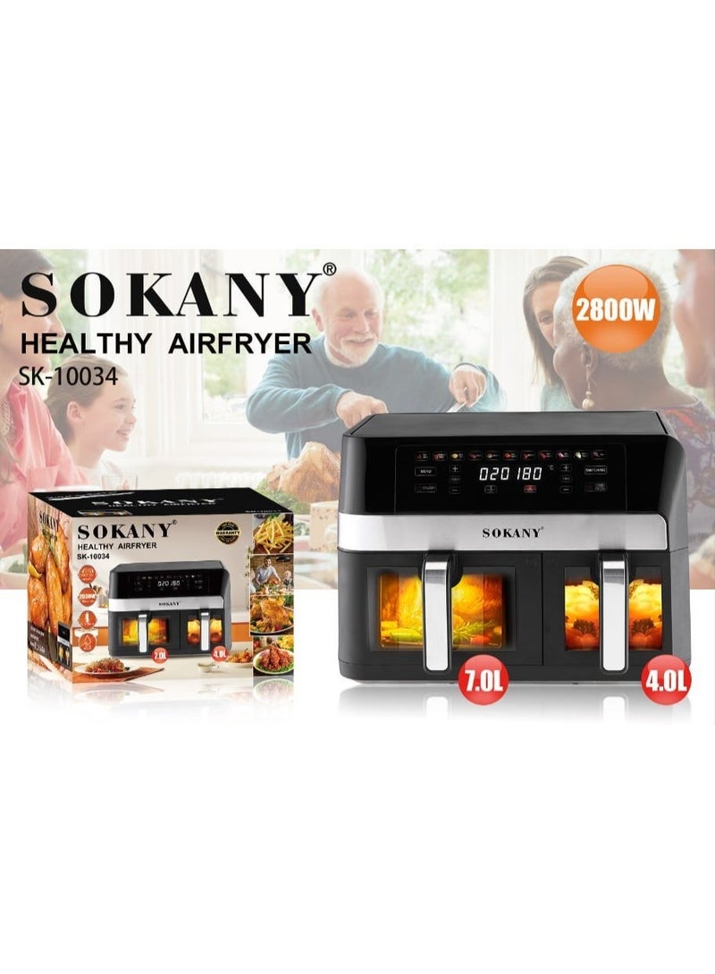 Sokany 7L+4L 2-Door Deep Fryer 2800W SK-10034 - Image 2